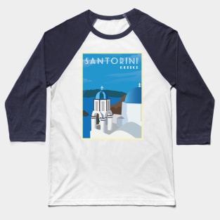 Santorini, Greece - Vintage Travel Poster Baseball T-Shirt